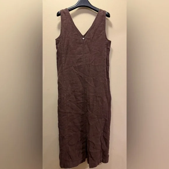knee length dresses for ladies Beachcomber French Linen Dress Elm – Nomad the Label US main image 1